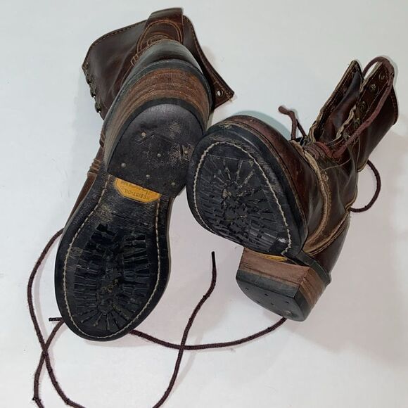 VTG,Vibram Resist-Oil No-Mark Brown Leather Boots with Lace-Up Design Size 6.5 M - Picture 7 of 11